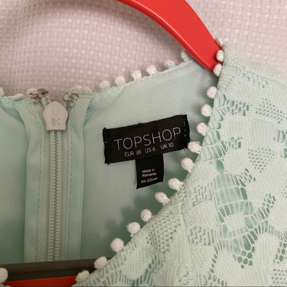 Topshop Mint Eyelet Lace Shift Dress - Picture 4 of 10